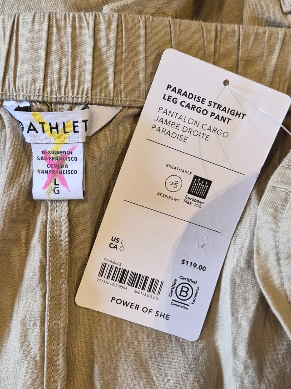 NEW Athleta Flax Tan Paradise Straight Leg Cargo Pants Drawstring Waist - Picture 10 of 12